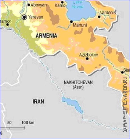 Fisica mapa de Armenia em ingles