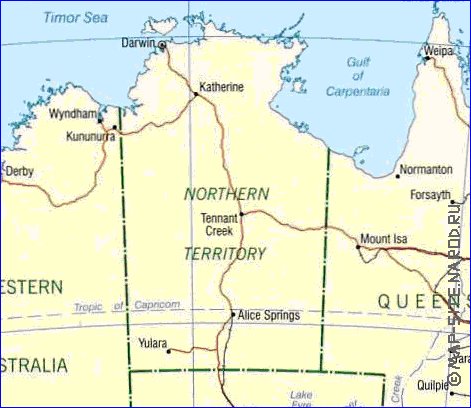 Administrativa mapa de Australia em ingles