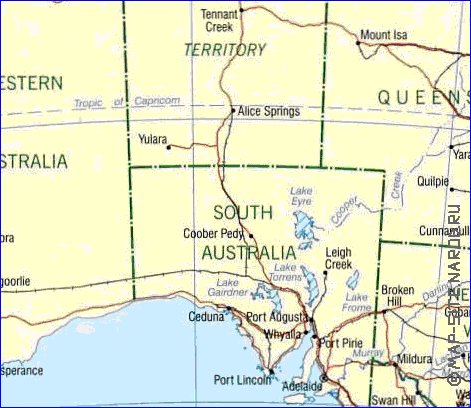 Administrativa mapa de Australia em ingles