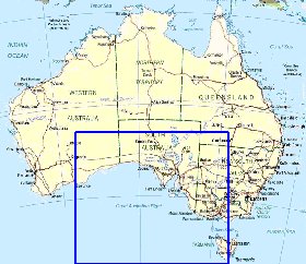 Administrativa mapa de Australia em ingles