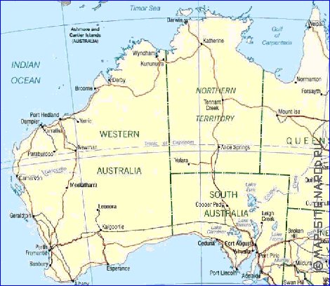 Administratives carte de Australie en anglais