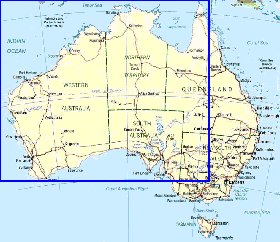 Administrativa mapa de Australia em ingles