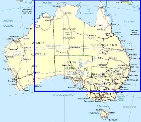 Administrativa mapa de Australia em ingles