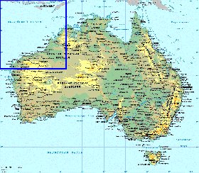 Physique carte de Australie
