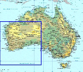 Physique carte de Australie