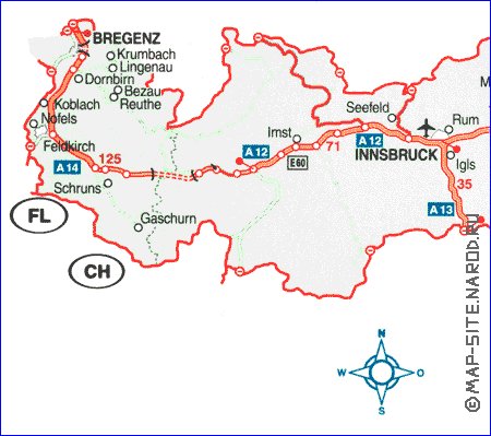 Administrativa mapa de Austria em alemao
