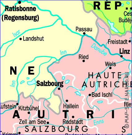 mapa de Austria em frances