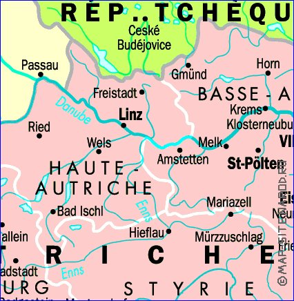 mapa de Austria em frances