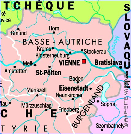 mapa de Austria em frances