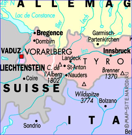 mapa de Austria em frances