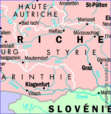 mapa de Austria em frances