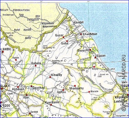 Administratives carte de Azerbaidjan en anglais