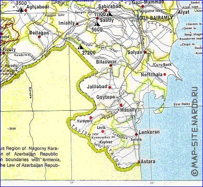 Administratives carte de Azerbaidjan en anglais