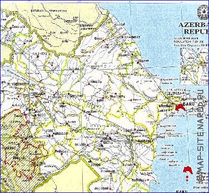 Administratives carte de Azerbaidjan en anglais