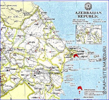 Administratives carte de Azerbaidjan en anglais