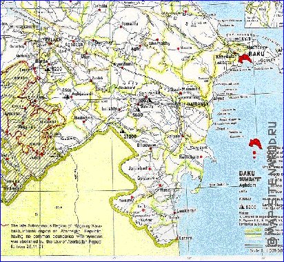 Administratives carte de Azerbaidjan en anglais