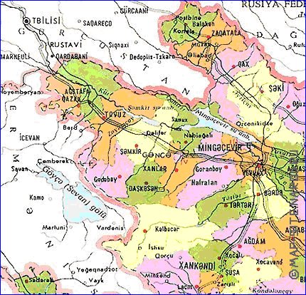 mapa de Azerbaijao azeri em lingua