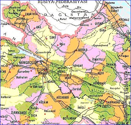 carte de Azerbaidjan en langue azerie