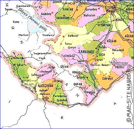 mapa de Azerbaijao azeri em lingua