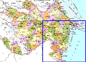 carte de Azerbaidjan en langue azerie