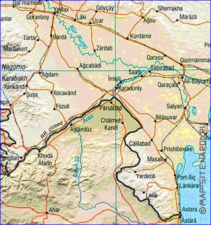 mapa de Azerbaijao em ingles