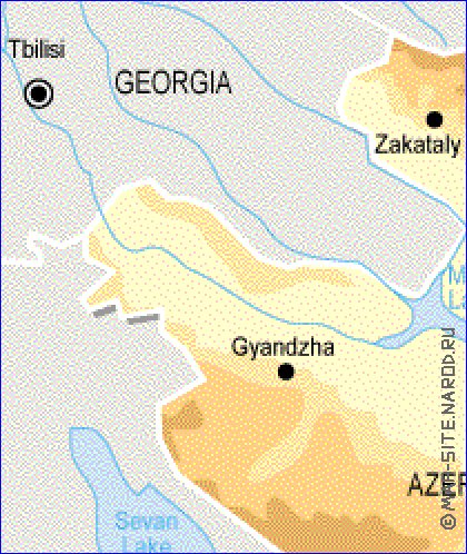 Physique carte de Azerbaidjan en anglais