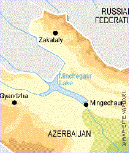 Physique carte de Azerbaidjan en anglais