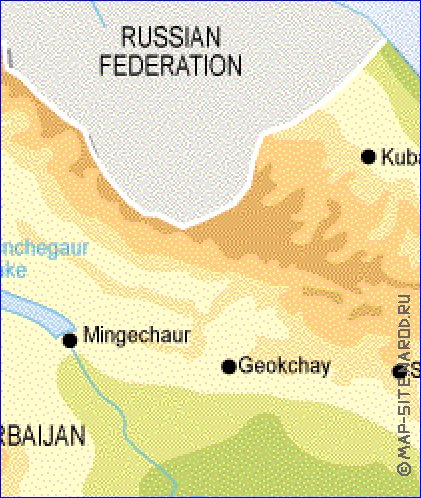 Physique carte de Azerbaidjan en anglais