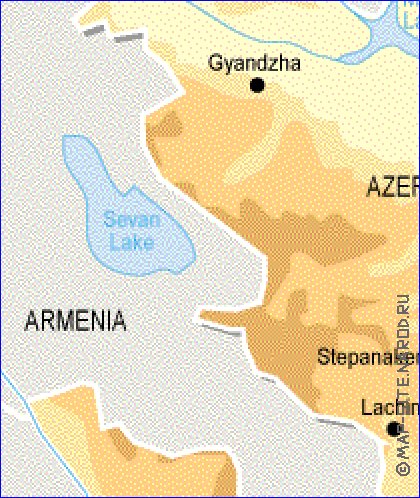 Physique carte de Azerbaidjan en anglais