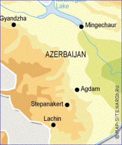 Physique carte de Azerbaidjan en anglais