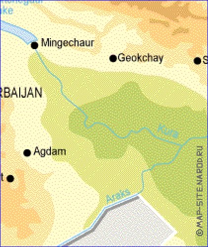 Fisica mapa de Azerbaijao em ingles