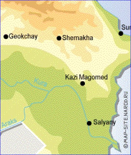 Fisica mapa de Azerbaijao em ingles