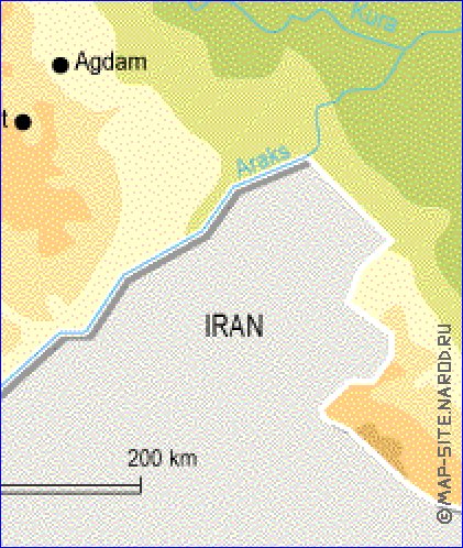 Fisica mapa de Azerbaijao em ingles