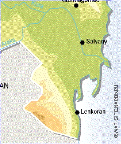 Fisica mapa de Azerbaijao em ingles