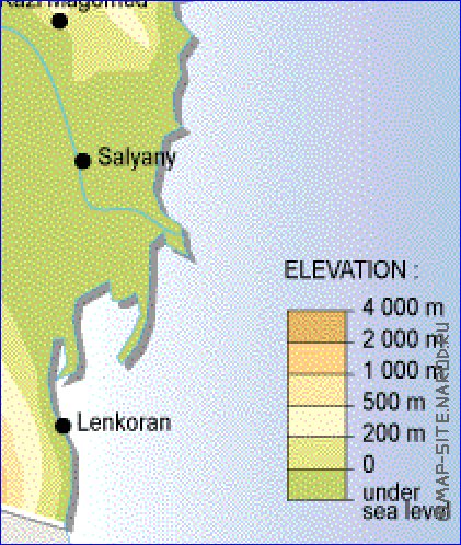 Fisica mapa de Azerbaijao em ingles