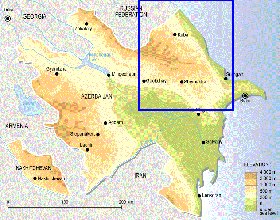 Fisica mapa de Azerbaijao em ingles