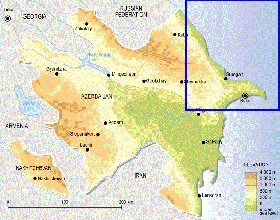 Fisica mapa de Azerbaijao em ingles