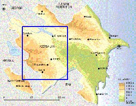 Fisica mapa de Azerbaijao em ingles