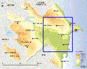 Fisica mapa de Azerbaijao em ingles