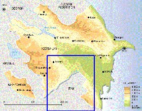 Fisica mapa de Azerbaijao em ingles