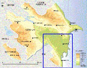 Fisica mapa de Azerbaijao em ingles