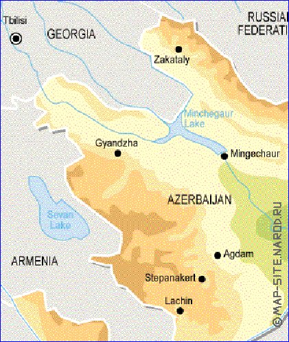 Fisica mapa de Azerbaijao em ingles