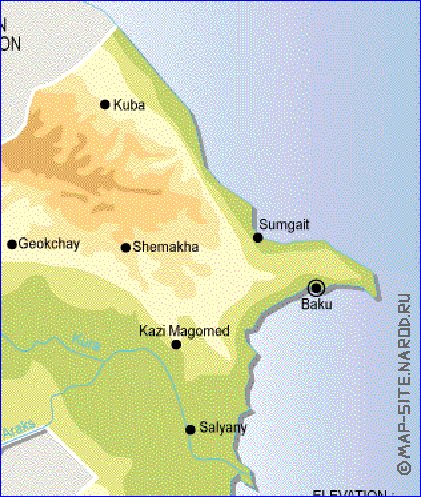 Fisica mapa de Azerbaijao em ingles