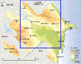 Fisica mapa de Azerbaijao em ingles