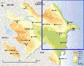 Fisica mapa de Azerbaijao em ingles