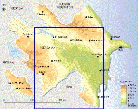 Fisica mapa de Azerbaijao em ingles