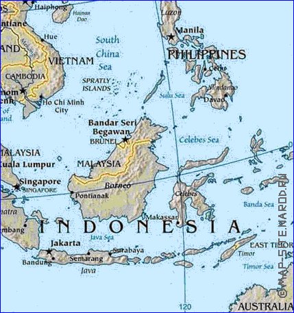 mapa de Asia em ingles