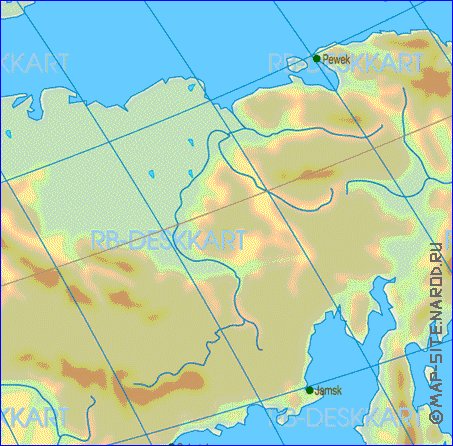 Physique carte de Asie en allemand