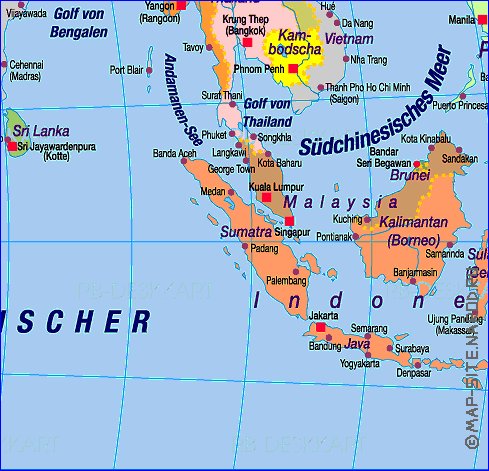 Politique carte de Asie en allemand