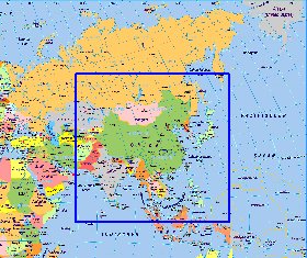 Politique carte de Asie en allemand